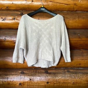 Cream batwing 3/4 length sweater Size L